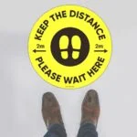 Keep Your Distance 2m Yellow Floor Sign