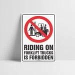 Forklift Riding Forbidden Sign - Forklift Signs - Hazard Sign NZ