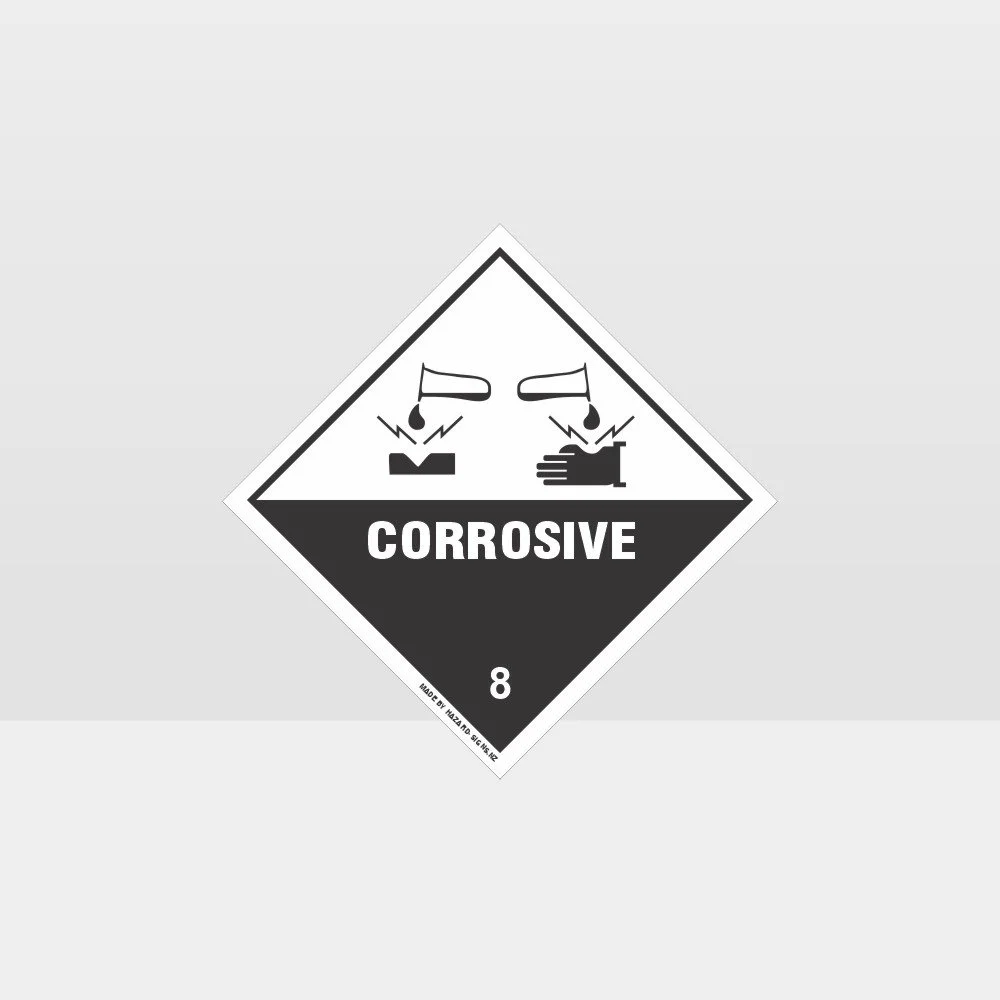 hazardous_051 Class 8 corrosive transport placard (black and white, number 8)