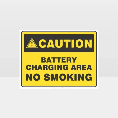 Caution Battery Charging Area No Smoking Sign