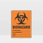 Biohazard Infectious Agent Entry Requirements Sign with fields for infectious agent, entry requirements, contact and phone number