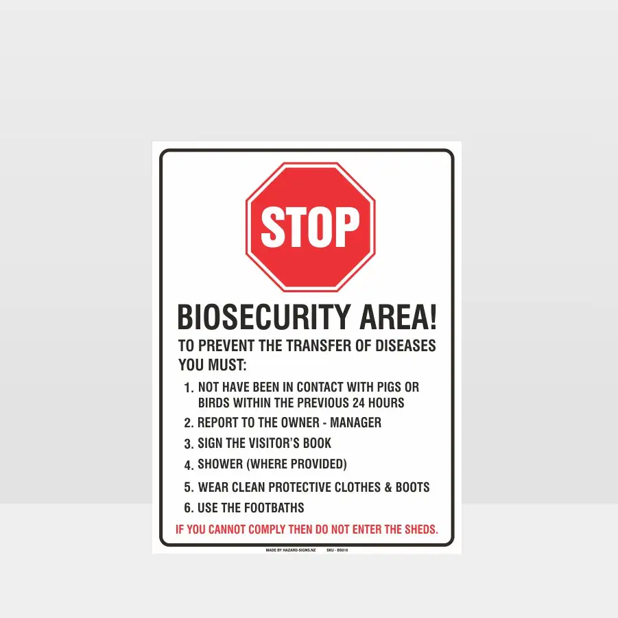 Pig Farm Biosecurity Visitor Sign