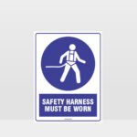 Mandatory Safety Harness Must Be Worn Sign