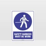 Mandatory Safety Harness Must Be Worn Sign
