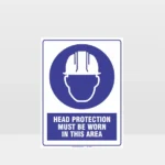 Mandatory Head Protection Must Be Worn In This Area Sign