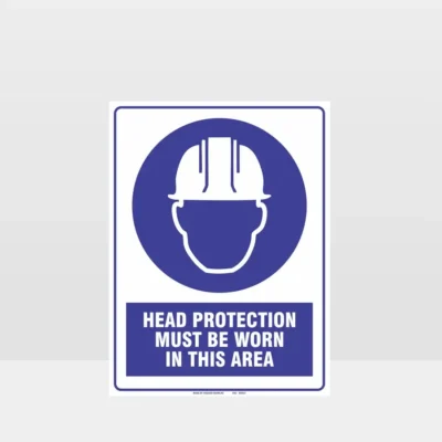 Mandatory Head Protection Must Be Worn In This Area Sign