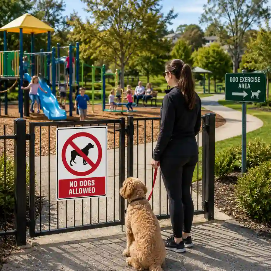 no-dogs-allowed-sign-playground-use-case No Dogs Allowed Sign at children’s playground entrance