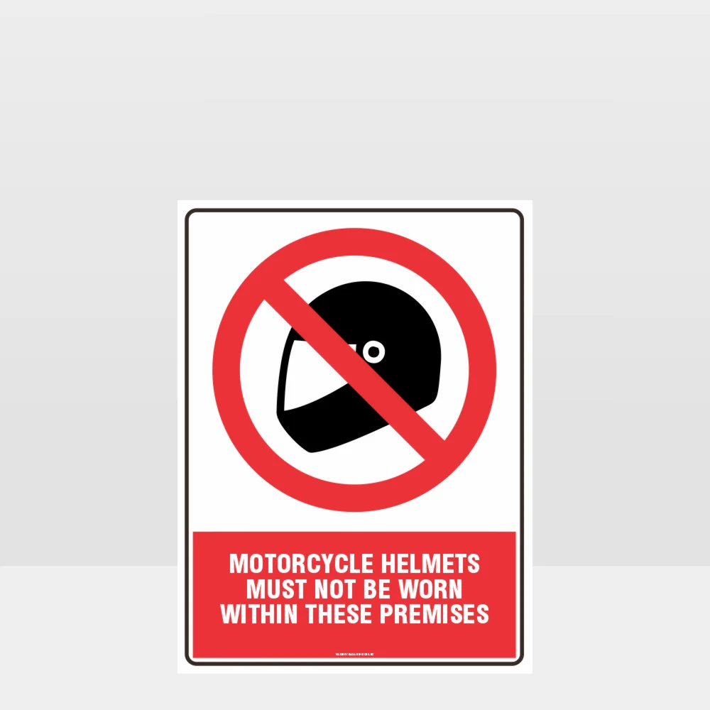 Prohibition Motorcycle Helmets must Not be Worn Sign Prohibition Motorcycle Helmets must Not be Worn Sign