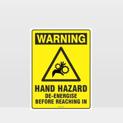 Warning Hand Hazard De-Energise Sign
