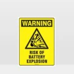 Warning Risk Of Battery Explosion Sign