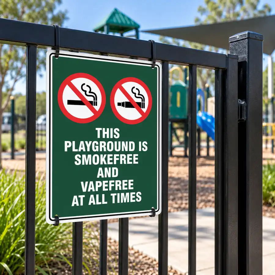 Playground-Smoke-Vape-Free-Use-Case This Playground Is Smoke And Vape Free At All Times Sign