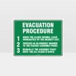 Evacuation Procedure Sign