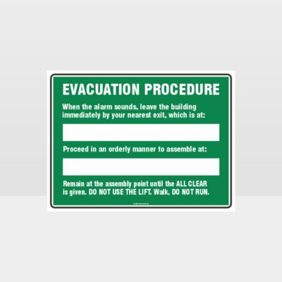Evacuation Procedure 01 Sign
