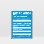 Fire Action Blue Sign