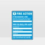 Fire Action Blue Sign