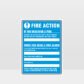 Fire Action Blue Sign
