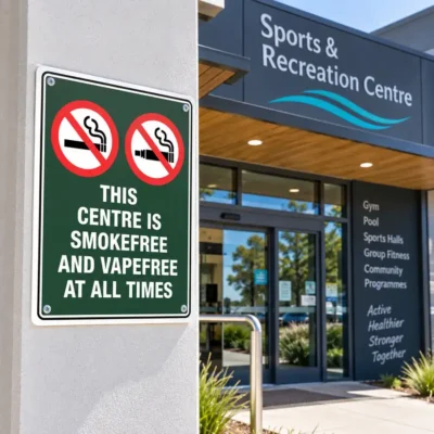 This Centre Is Smoke And Vape Free At All Times Sign
