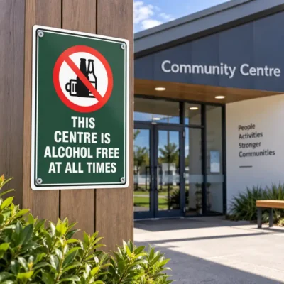 This Centre Is Alcohol Free Sign NZ