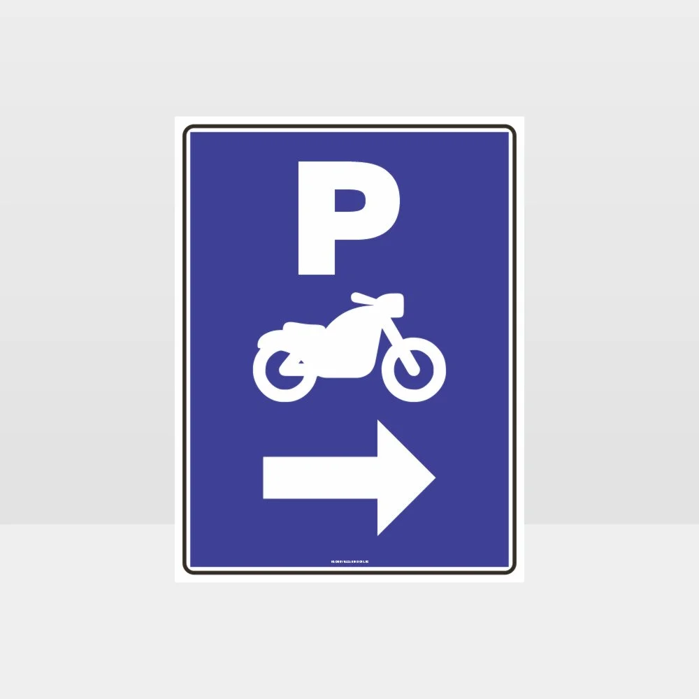Motorcycle Parking Right Arrow Sign