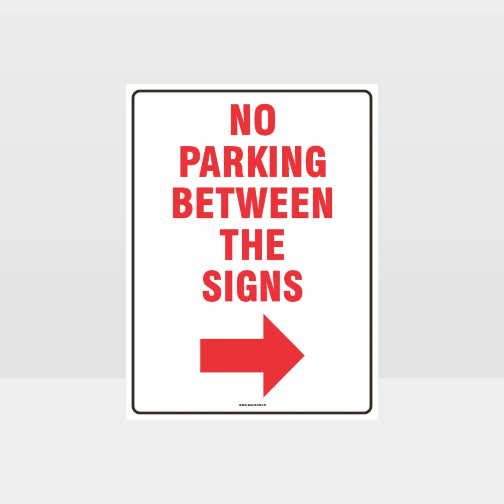 No Parking Between The Signs Right Arrow
