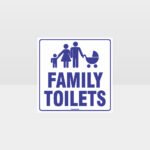 Family Toilets White Background Sign