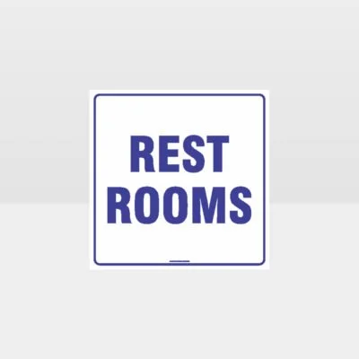 Rest Rooms White background Sign