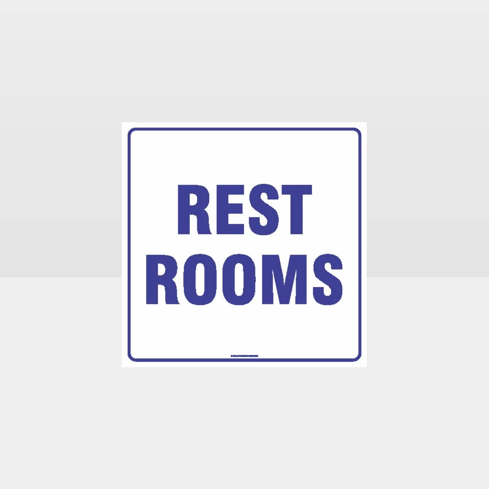 Rest Rooms White background Sign