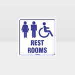 Rest Rooms White background Sign