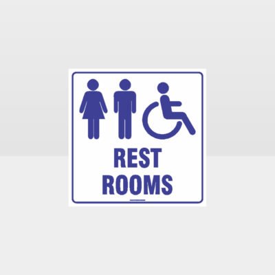 Rest Rooms White background Sign