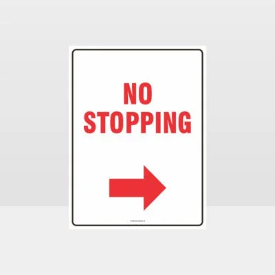 No Stopping Right Arrow Sign