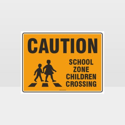 Caution School Zone Children Crossing Sign