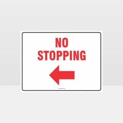 No Stopping Left Arrow Sign