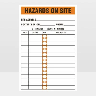 Hazards On Site Sign