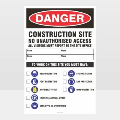 Danger Construction Site Large Sign 01
