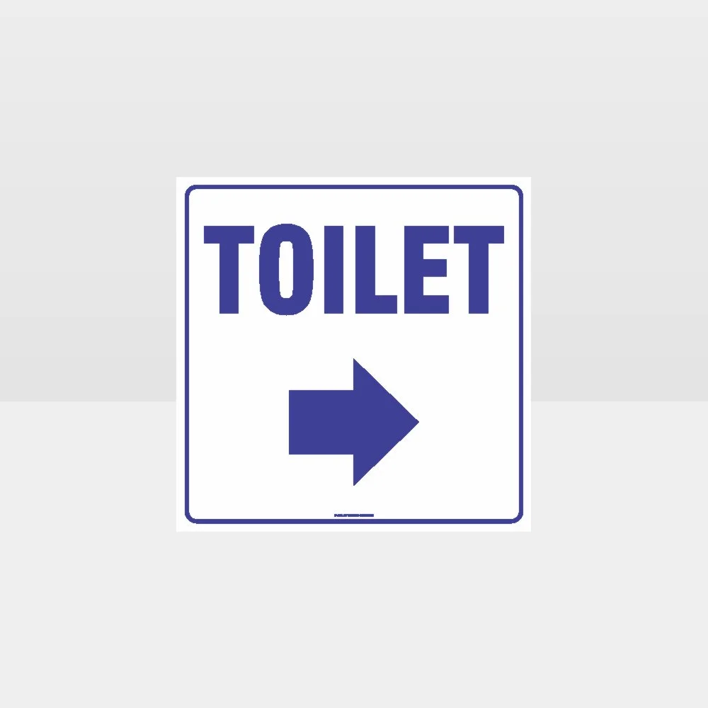 Toilet Right Arrow White background Sign