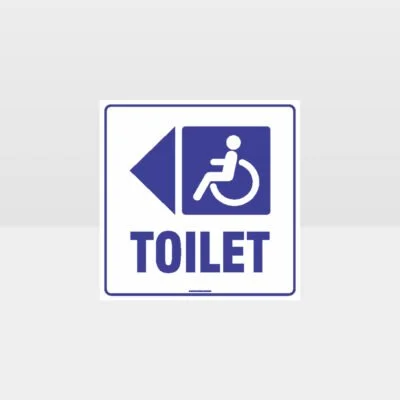 Accessible Toilet left Arrow White background Sign