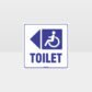 Accessible Toilet left Arrow White background Sign