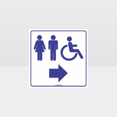 Male Female Accessible Toilets Right Arrow White Sign