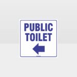 Public Toilet Left Arrow White Background Sign