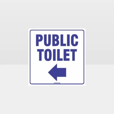 Public Toilet Left Arrow White Background Sign