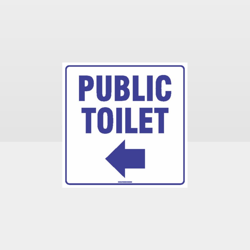 Public Toilet Left Arrow White Background Sign