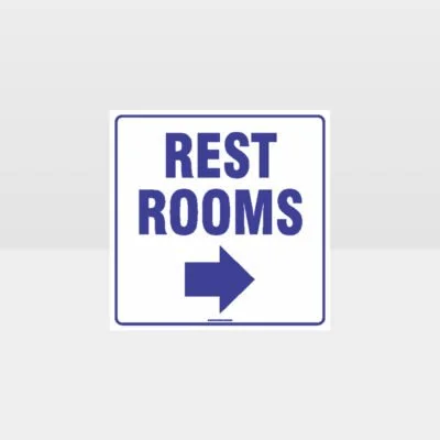 Rest Rooms Right Arrow White Background Sign