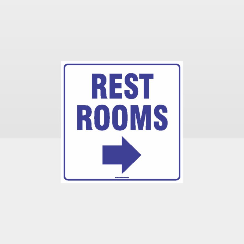 Rest Rooms Right Arrow White Background Sign