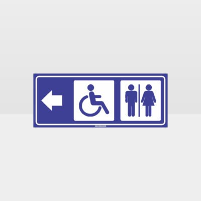 Male Female Accessible Toilets Left Arrow Sign