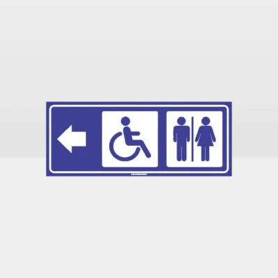 Male Female Accessible Toilets Left Arrow Sign