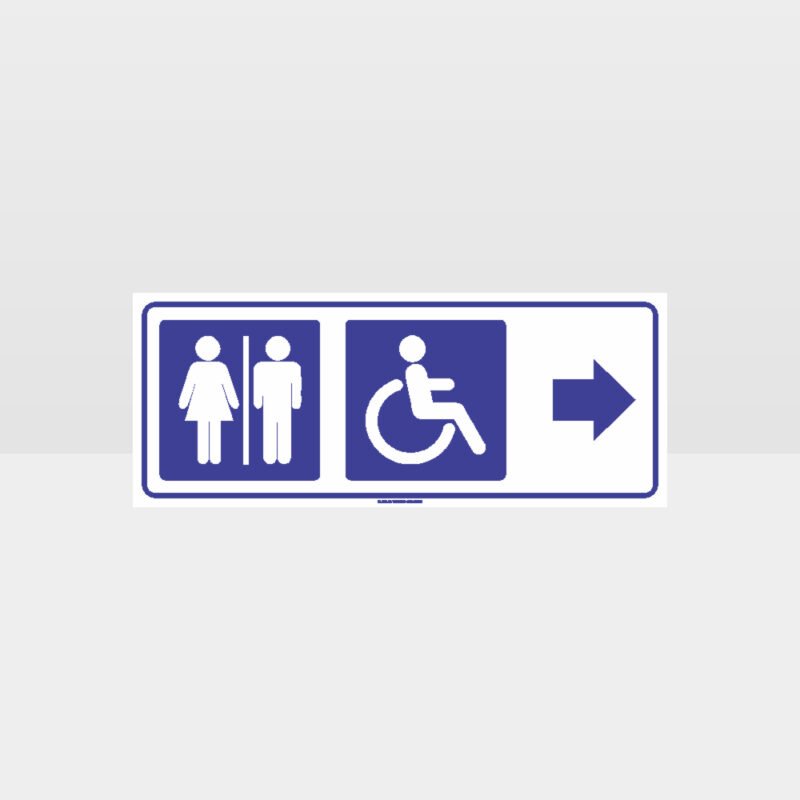 Male Female Accessible Toilets Left Arrow Sign