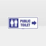 Public Toilet Right Arrow White Background Sign