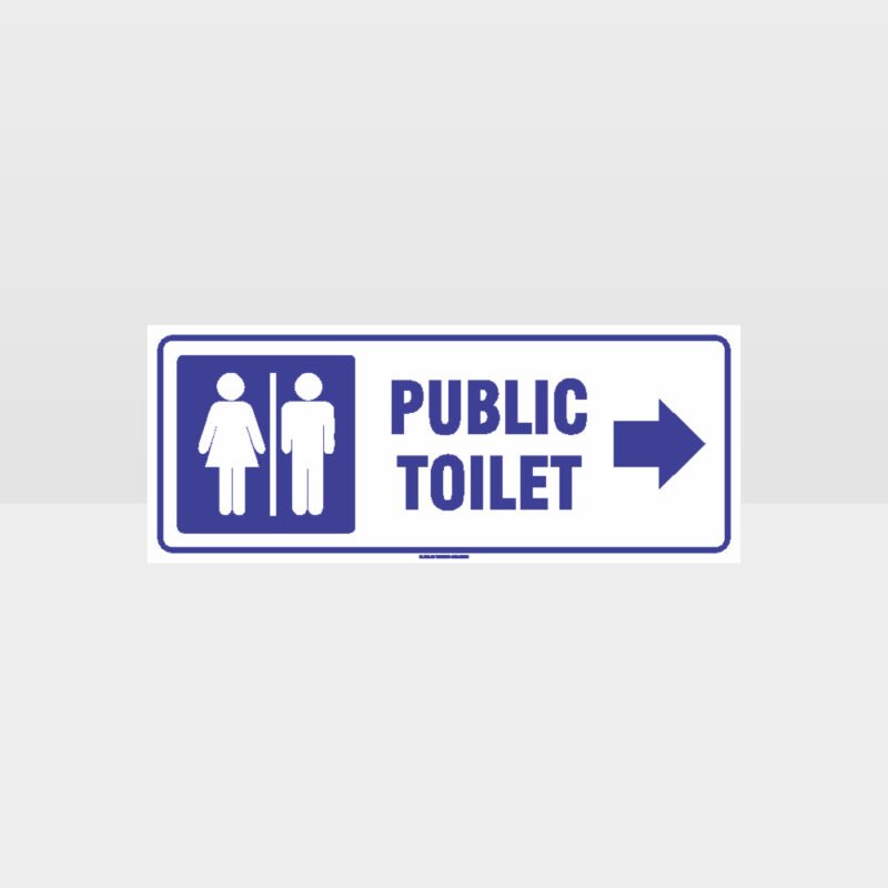 Public Toilet Right Arrow White Background Sign