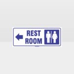 Rest Rooms Left Arrow White Background Sign