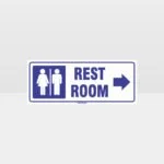 Rest Rooms Right Arrow White Background Sign